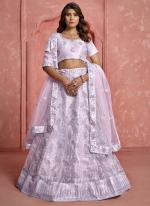 Butterfly Net Lilac Ceremonial Wear Embroidery Work Lehenga Choli